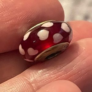Pandora Murano Red Glass Charm w/Hearts
